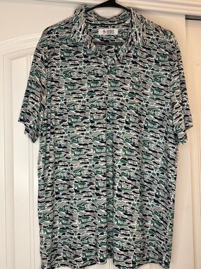 Original Penguin Green and Gray Camo Polo Shirt